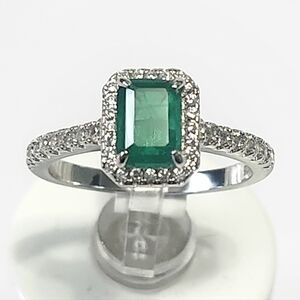 1.00 ctw Tourmaline Emerald Cut Sterling Silver Ring size 7 NEW